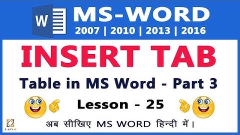 Table in MS Word - Part 3