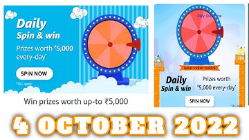 Amazon Funzone Daily Spin and Win Quiz Answers Today |4 October 2022 | Daily Quiz Time