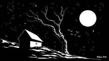 How to draw A simple Scenery on Ms Paint | Ms Paint Drawing | Draw on computer paint