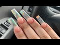 Long Tapered Square Ombré Glass Tip Acrylic Nails