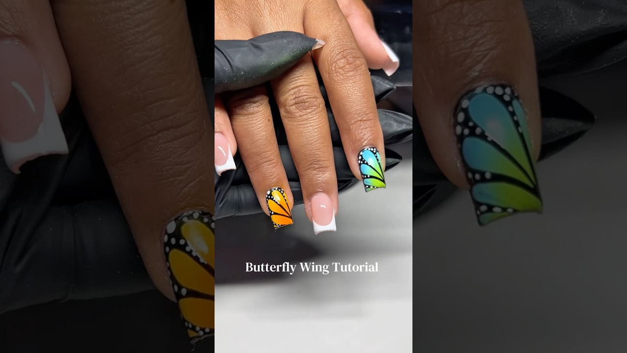Butterfly wing nails 🦋 #nails #naildesign #nailtech #shortsfeed #nailinspo