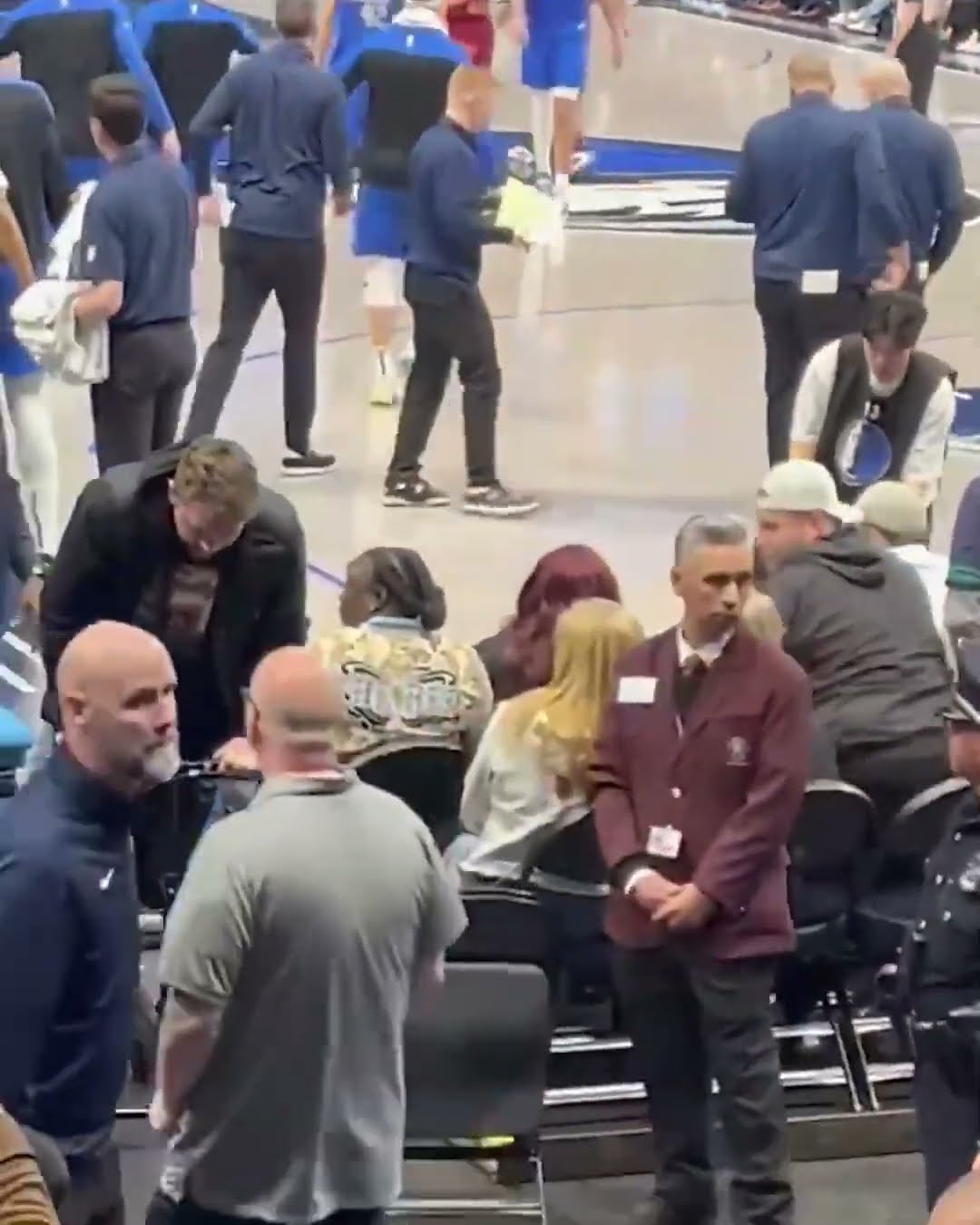 Luka Doncic struggled to put weight on his calf watching Dallas play Cleveland (via scottydfrom23/X)