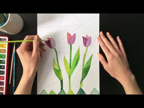 Tulips Painting - Easy Cubism