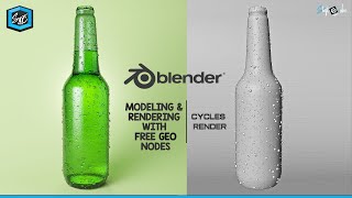 Making a Beer Bottle in Blender | Free Droplet Geometry Nodes | Full Process | Shift 4 Cube