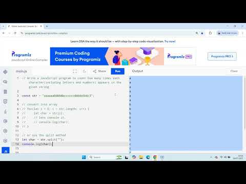 Write a JavaScript program to count how many times each character appears in the given string.