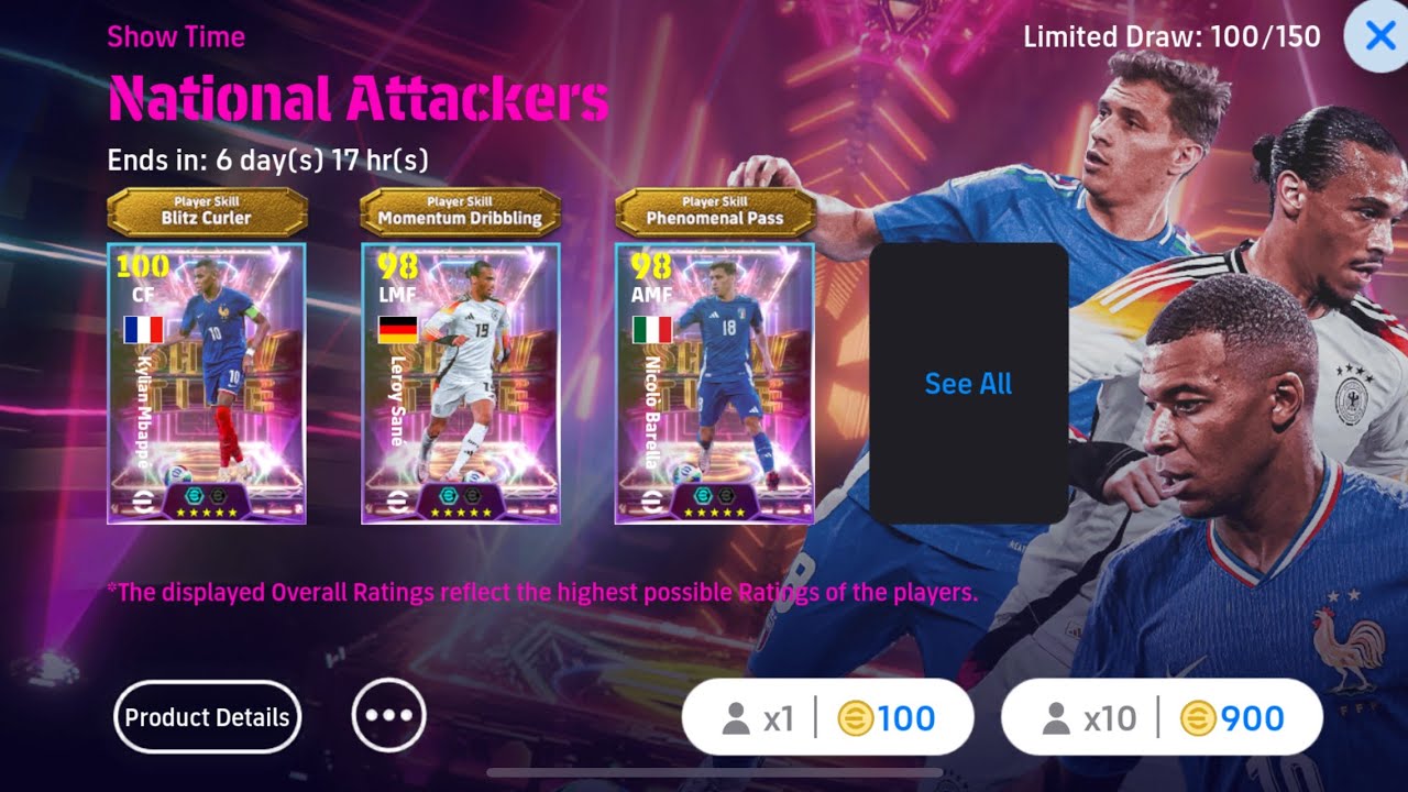 Efootball Mobile National Attackers Pack opening Box draw for Bitz