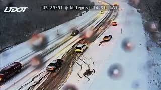 Winter storm causes drivers to slide through snow in Sardine Canyon