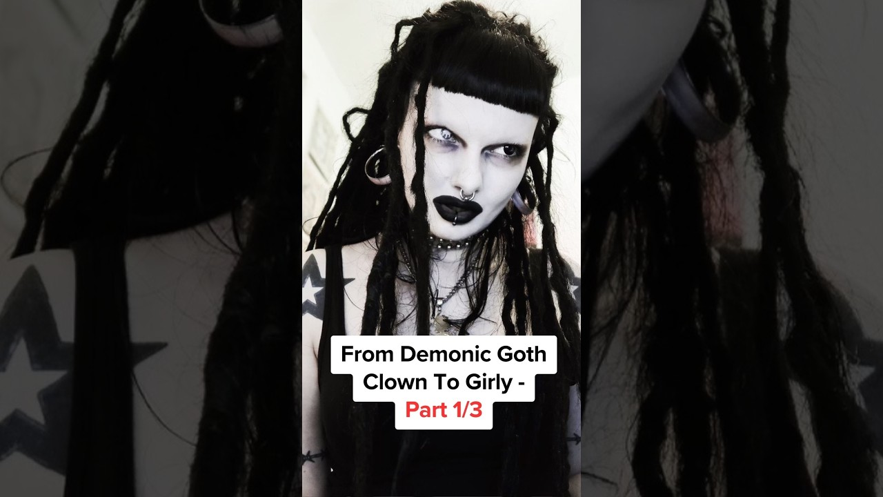 Part 1/3: From demonic clown to girly – my bestie screamed 😳 #ytshorts #goth #girly #transformed