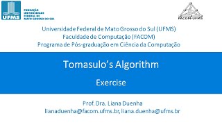 Tomasulo Algorith Exercise