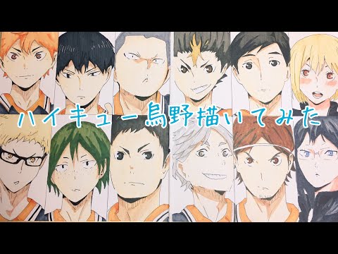 ハイキュー 烏野高校学生描いてみた コピック 色鉛筆 Youtube