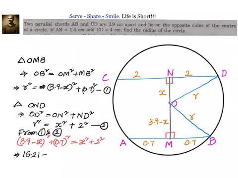 Circles IX grade: Given parallel chords on opposite sides of centre of a circle, find the radius.