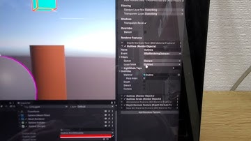 UnityでShaderでオブジェクトにOutlineを付けるチュートリアルを試す様子