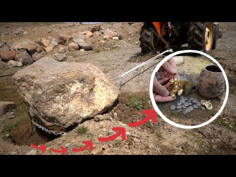 moment of finding treasure with tractor