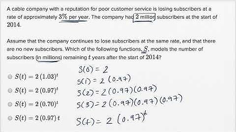 Quadratic and exponential word problems — Basic example | Math | SAT | Khan Academy