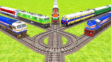 Impossible Five Deadlock Overlapping Rail Tracks Vs Train Crossing - BeamNG.Drive