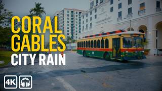 Relaxing Rain Walk in Coral Gables, Florida | Binaural City Sounds [4k]