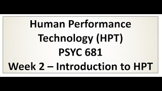 Week 2 - Introduction to HPT