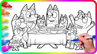 BLUEY Coloring Pages - I show you How to color Bluey at BBQ with Family!