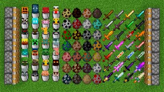 mobs buckets x100 and all eggs and X300 swords combined