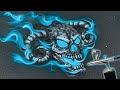 Airbrushing a Demon Skull using a battery powered Airbrush