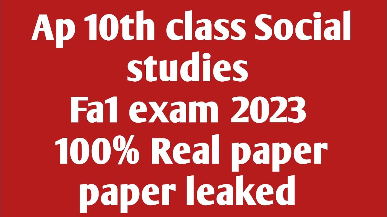 Ap 10th class social studies fa1 💯real question paper 2023|10th fa1 ...