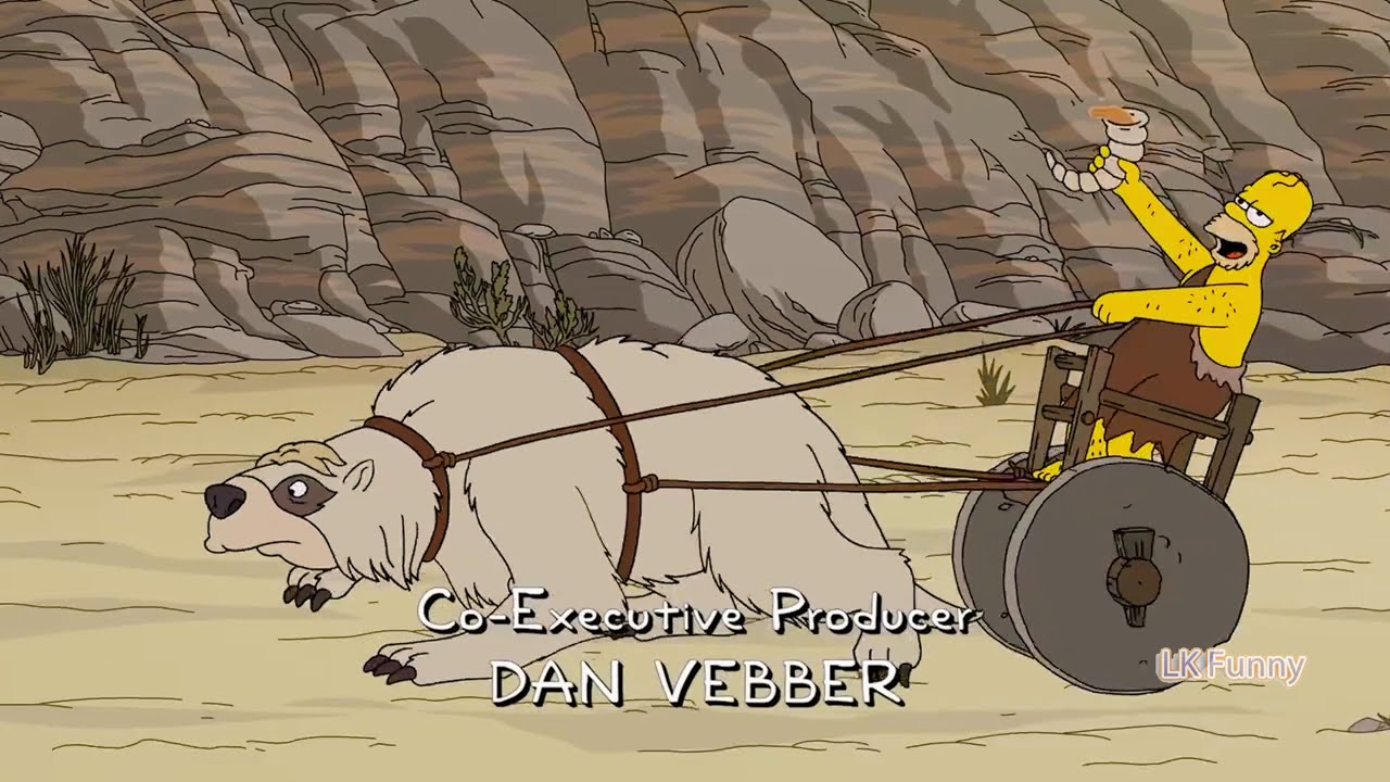 SIN ZOOM - Los Simpson - Homero Bebe Alcohol Mientras Cabalga Sobre Un Oso Muy Grande