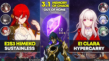 E2S3 Himeko Sustainless & E1 Clara Hypercarry | Memory of Chaos 12 | Honkai Star Rail 3.1