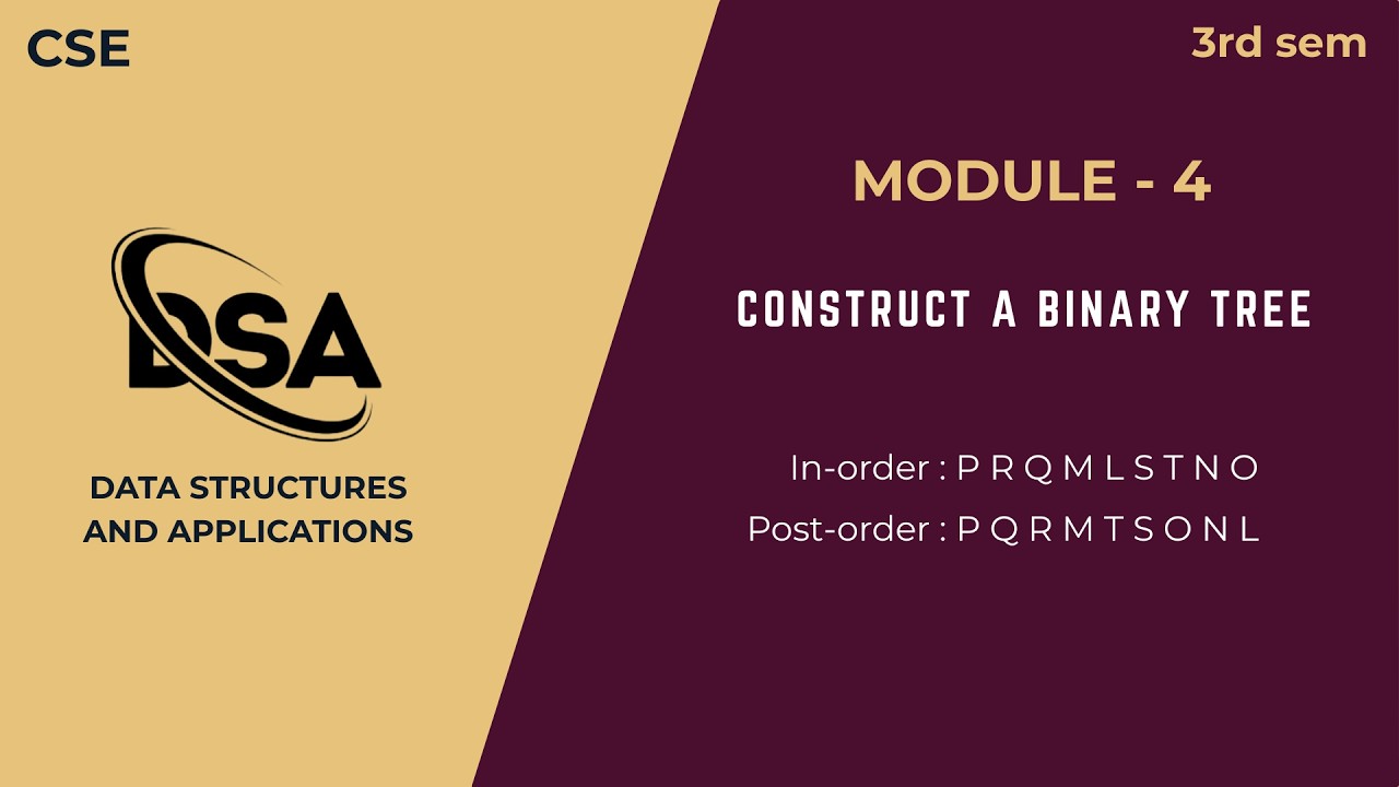 Construct Binary Tree from Inorder & Postorder | DSA | BCS304 - YouTube