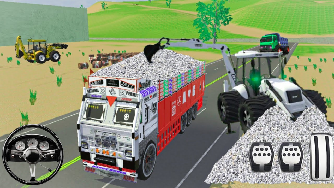 Drive JCB and loaded stone 🪨 in damper unloading From Damper Fast drive prat-325/#gamingvideos