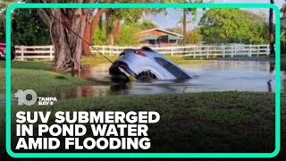 SUV found submerged in pond water in Broward County after driver ends up in a flooded area