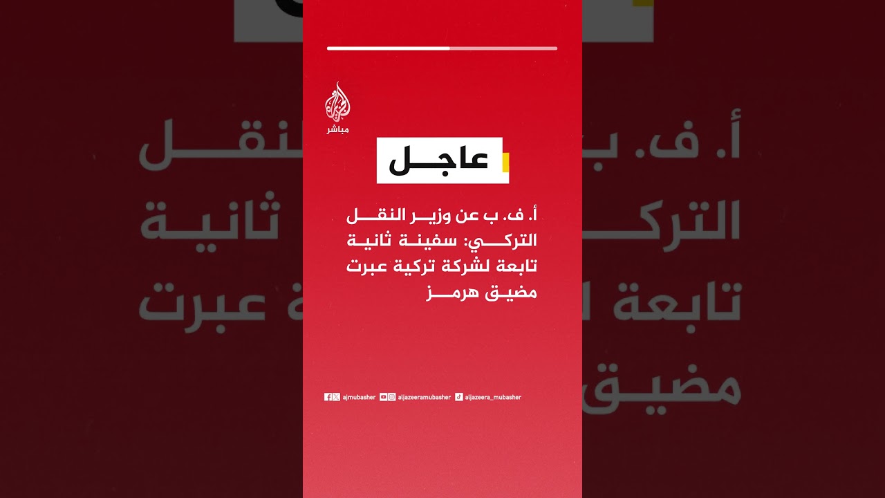 أ. ف. ب عن وزير النقل التركي: سفينة ثانية تابعة لشركة تركية عبرت مضيق هرمز