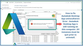 How to fix Autodesk Desktop App uninstallation Error | Autodesk Desktop App is still running Part-02