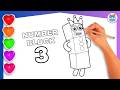 How to Draw Numberblock 3 Coloring🌈 for Kids and Toddlers Today!