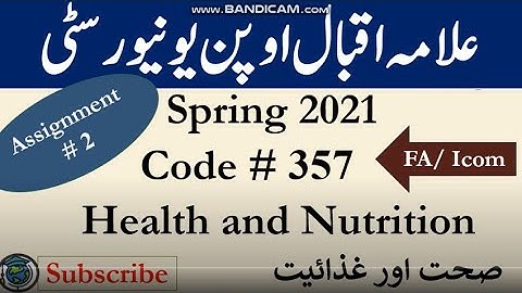 AIOU Code 357 Solved Assignment No.2 Spring  2021 | Subject: Health and Nutrition | Level: FA/ICom