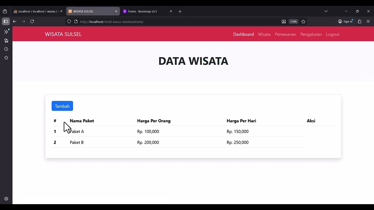 PemWeb 1 -  PHP SQL - 2. Create, Update, Delete Wisata