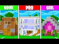 Noob vs Pro vs Girl Minecraft House Build Battle!