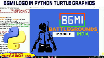 BGMI LOGO DRAWING USING PYTHON TURTLE GRAPHICS | BATTLEGROUNDS MOBILE INDIA DRAWING IN PYTHON TURTLE