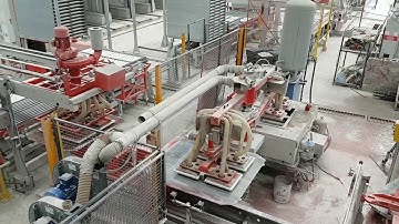 OCEM single layer-tiles automatic plant with press OPA1400 producing 4 x 400x400mm tiles