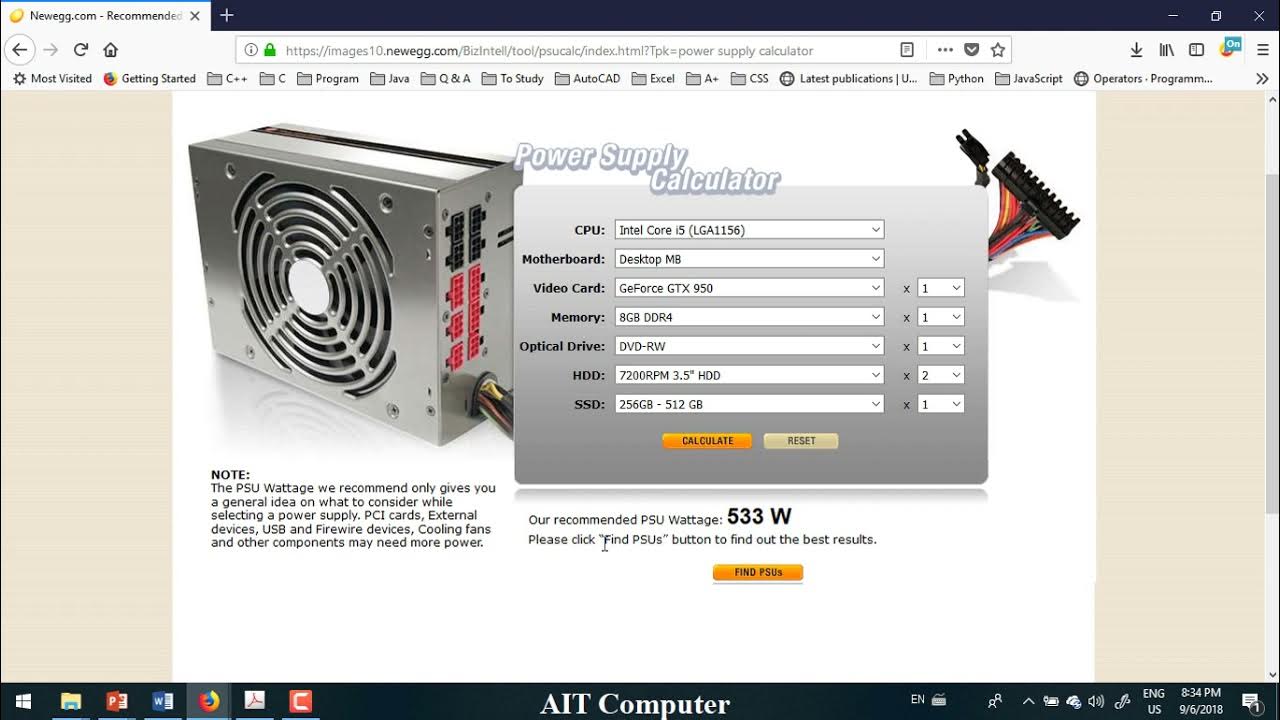 Wattage Requirement And Power Supply Calculator PC Power Supply Burmese Lesson Burmese