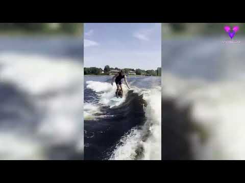 Este perro y su dueño surfean juntos: mira su habilidad haciendo "wakeboard"