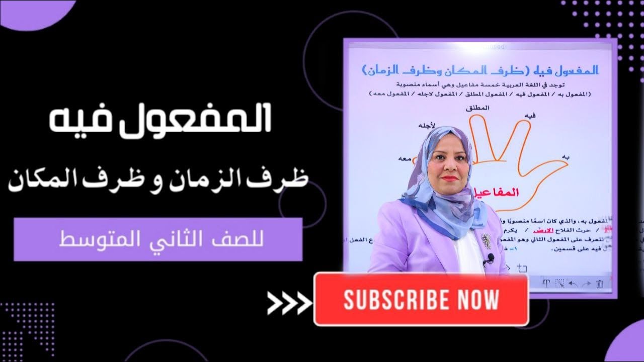 المفعول فيه ( ظرف الزمان و ظرف المكان ) للصف الثاني المتوسط