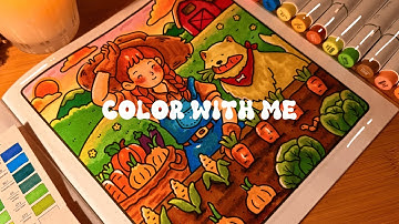 Color with Me ASMR 👩🏻‍🌾🍂 Cozy Autumn Farm | Coco Wyo Coloring Book | Ohuhu Markers | Coloring Video