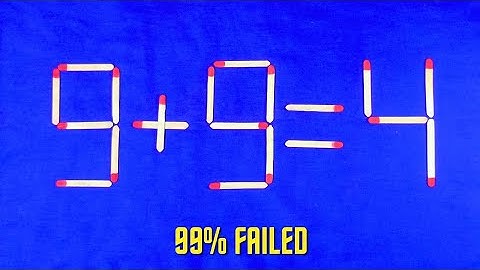 Move only 1 Stick To Make Equation Correct Matchstick Puzzle 9+7=4 ✓