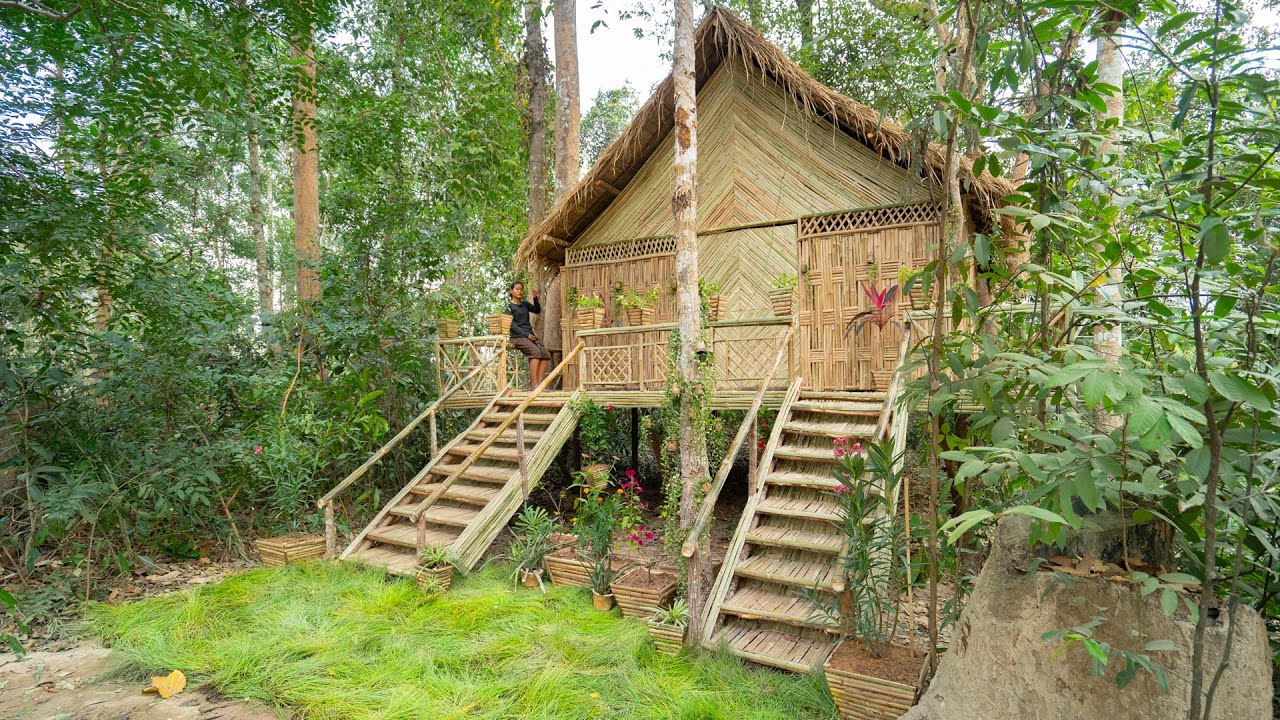Girl Living Off Grid Built The Most Beautiful Bamboo Villa in the Wood