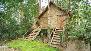 Girl Living Off Grid Built The Most Beautiful Bamboo Villa in the Wood, Builder Girl