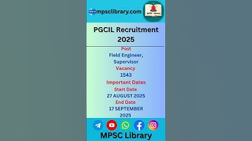 PGCIL Recruitment 2025 | #pgcil #powergrid #pgcilrecruitment #mpsclibrary