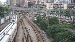 【鐵路】【2018 8 19】京滬線上海站重聯CRH2C與晚點的K8481次同時進站 HXD3C 0299