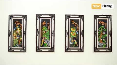 Tranh Thêu Tứ Quý - Tùng Cúc Trúc Mai