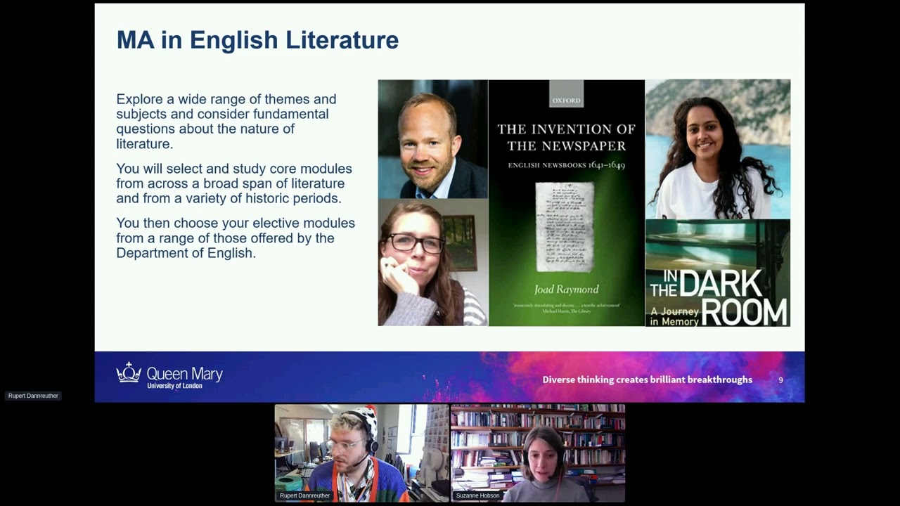 MA English Literature and MA Creative Writing Introduction