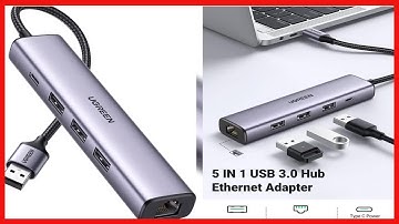 UGREEN USB 3 0 to Ethernet Adapter 5 in 1 Multiport Hub with Gigabit RJ45 and Type C Power Port LAN
